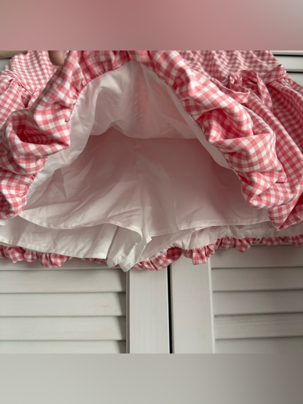 Pink Gingham Bubble Mini Skort - Picture 4 of 8